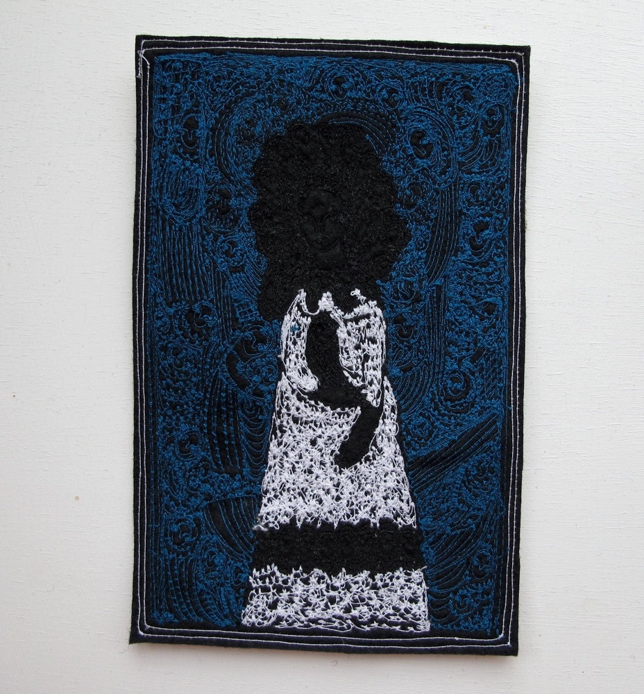 fantastical blue - an original embroidery artwork