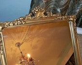 Vintage Gold Gilt Gesso and Wood Mirror,Rectangle,Wall Mirror,Shabby Chic,Ornate