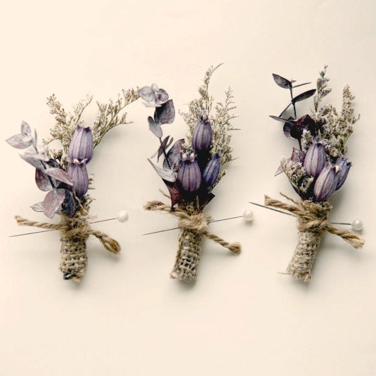 groomsmen wedding boutonniere, natural keepsake - WILLOW