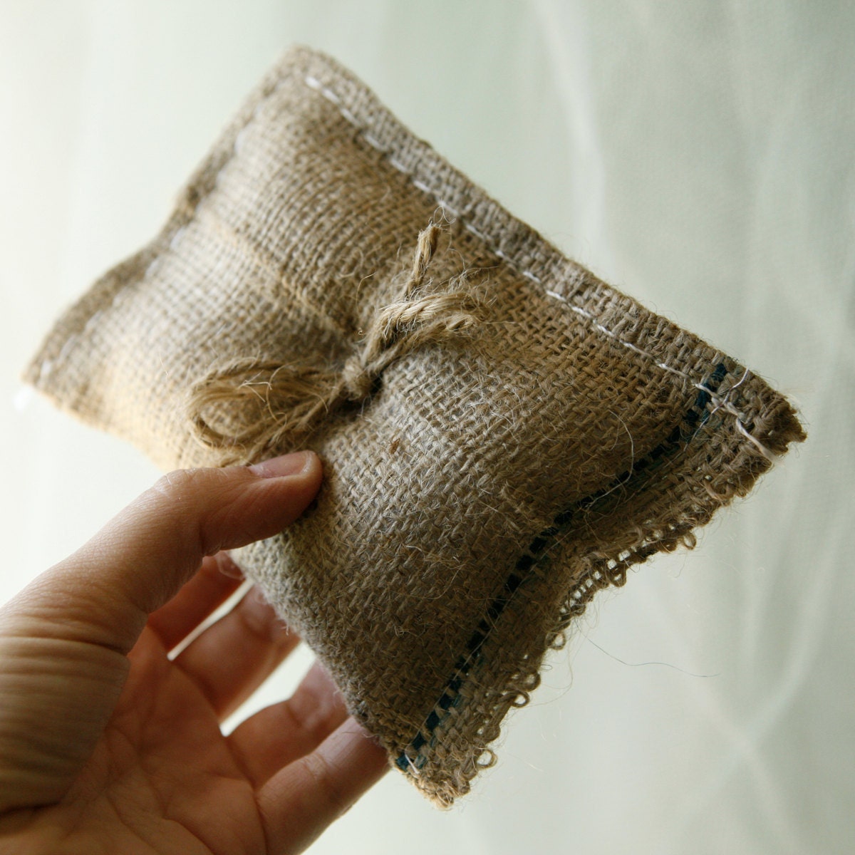 rustic burlap wedding ring bearer pillow