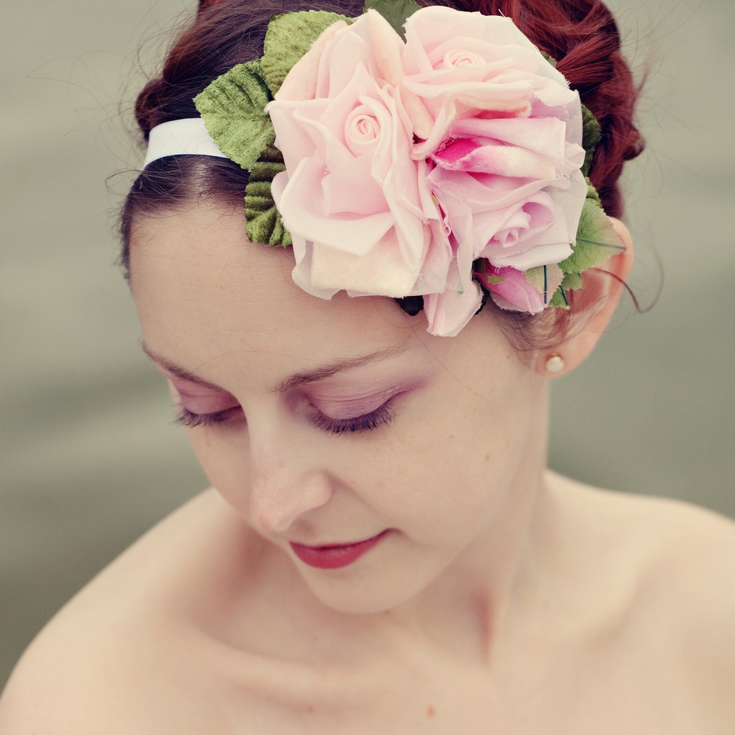 pink flower hair band 'EVERBLOOM' rose mini hat