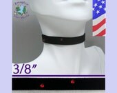 Vampire Bite Black Velvet Choker 10 mm Wide (3/8 inch) CUSTOM Length Blood Crystals