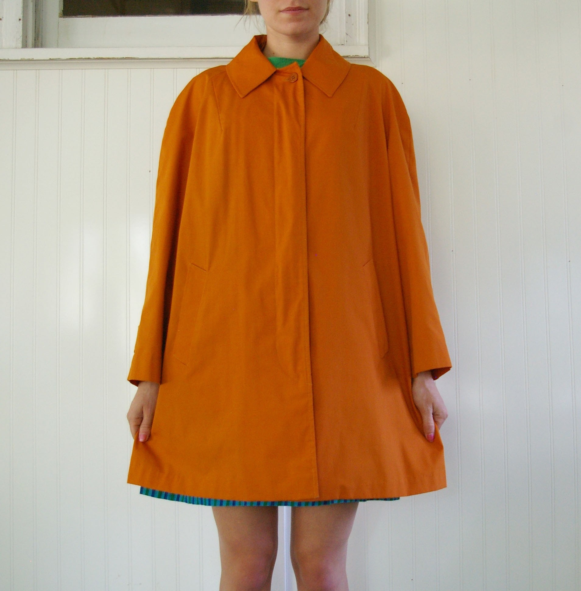 Vintage BURNT ORANGE Short Trench