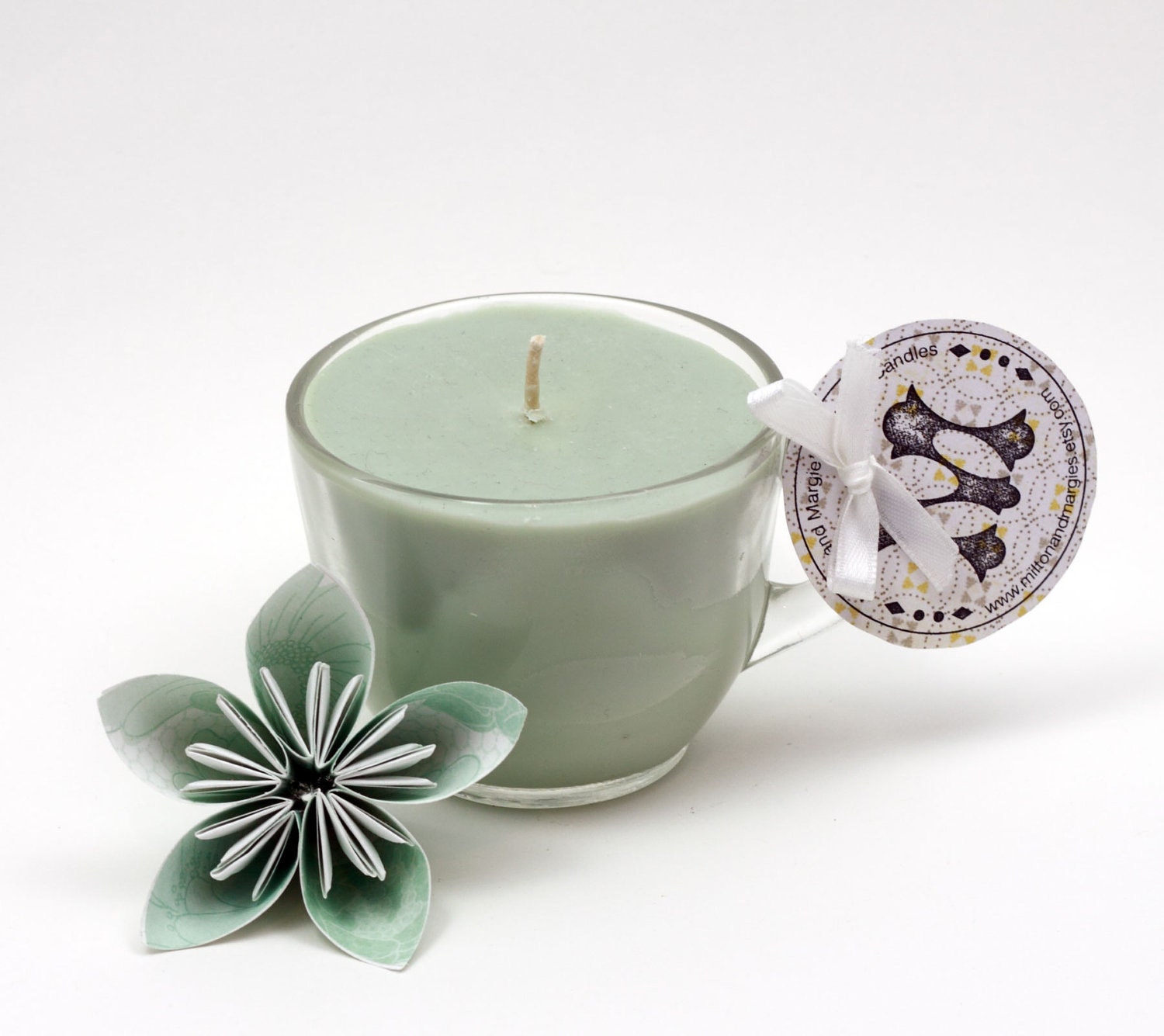 Lemon Grass Basil Soy Wax Candle in a Reused Punch Glass