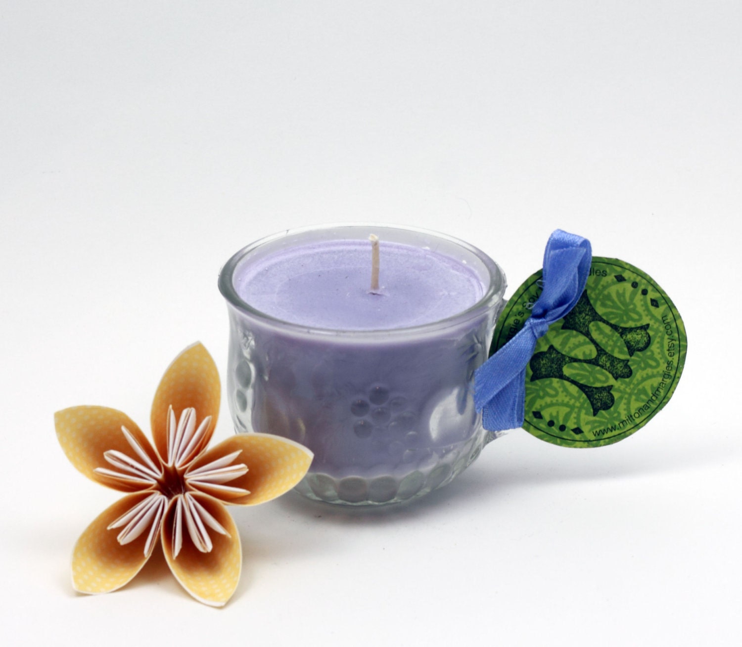 Lilac Soy Wax Candle in a Reused Vintage Punch Glass