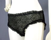 SALE 60s Lacy Black Sheer Chiffon Panties, Small - Vintage Lingerie