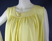 SALE 60s Yellow Aristocraft Babydoll Shift Gown, Small - Vintage Lingerie
