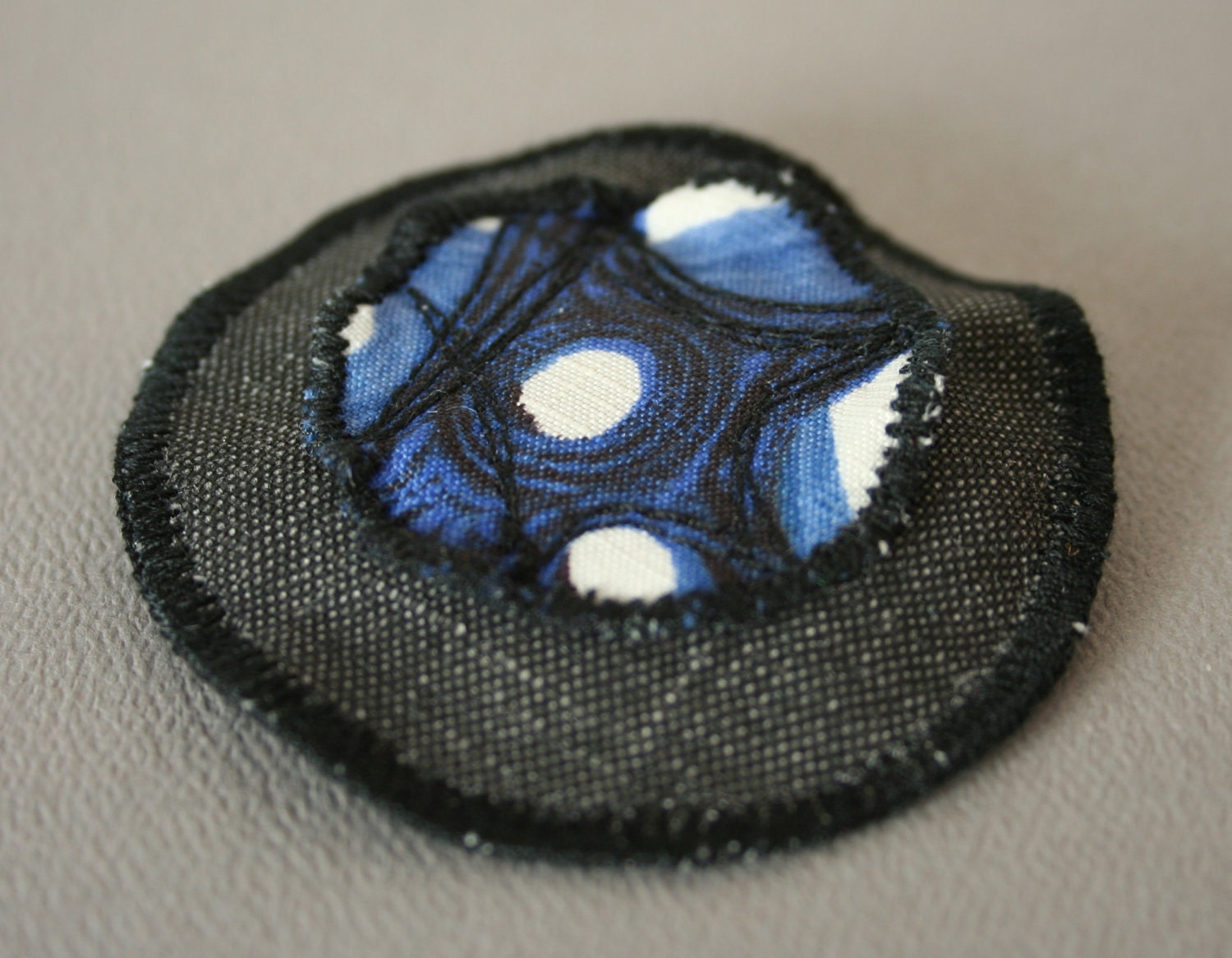 Fabric Brooch - Blue Swirl