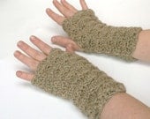 Fingerless Gloves Wristwarmers -Soft Brown Oatmeal