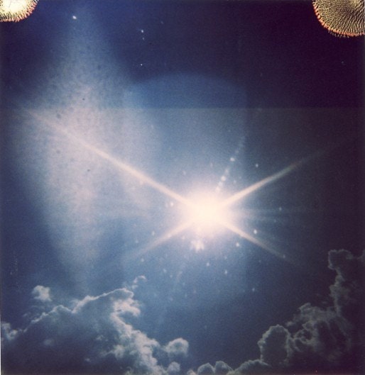Star Burst Photograph Polaroid blue 8x8 lens flare astro galaxy space photo blue sky clouds - seabelly