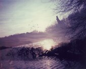 Polaroid photograph 8x10 purple violet amethyst lake dreamy foggy fine art photo print