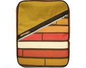 Brown Gold Red Stripes Cotton / Vinyl Backpack