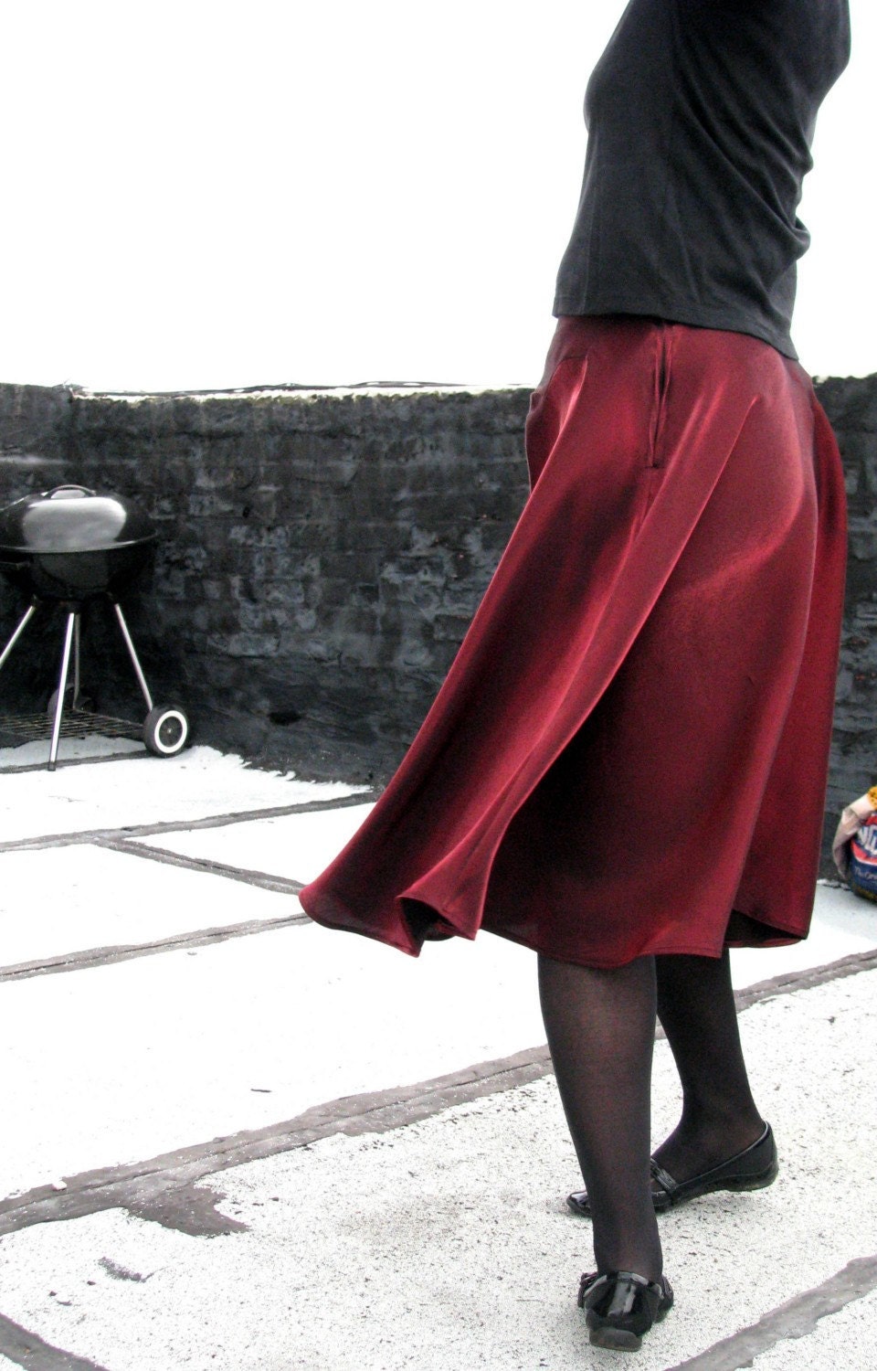 Crimson Satin Skirt