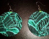 Retro Turquoise Fabric Seashell Earrings