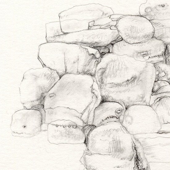 Boulders Under My Bed, Original Drawing, Contemporary Art, Works on Paper by Nicole Margaretten