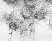 Flowers in a Dustbowl, contemporary abstract art, Framed Pencil Drawing