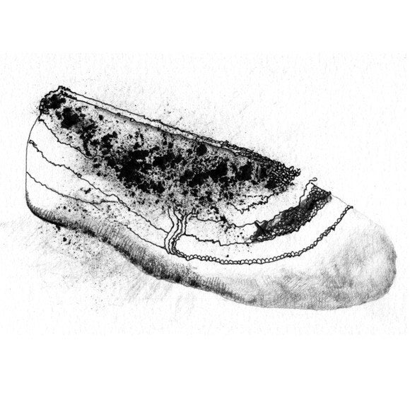 Black and White Drawing, Ballet Shoe, closed edition print