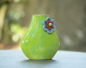 Chartruse Vase - Jubilation Blooming Tear Drop Vase - Whimsical Vibrant Ceramic Pottery Floral Home Decor Gardener Mother Gifts   JB-402