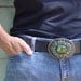 Belt Buckle - Mosaic Belt Buckle Turquoise with Black Grout - Colorful One of a Kind Belt Buckle for Cowgirls and Urban Dwellers Alike