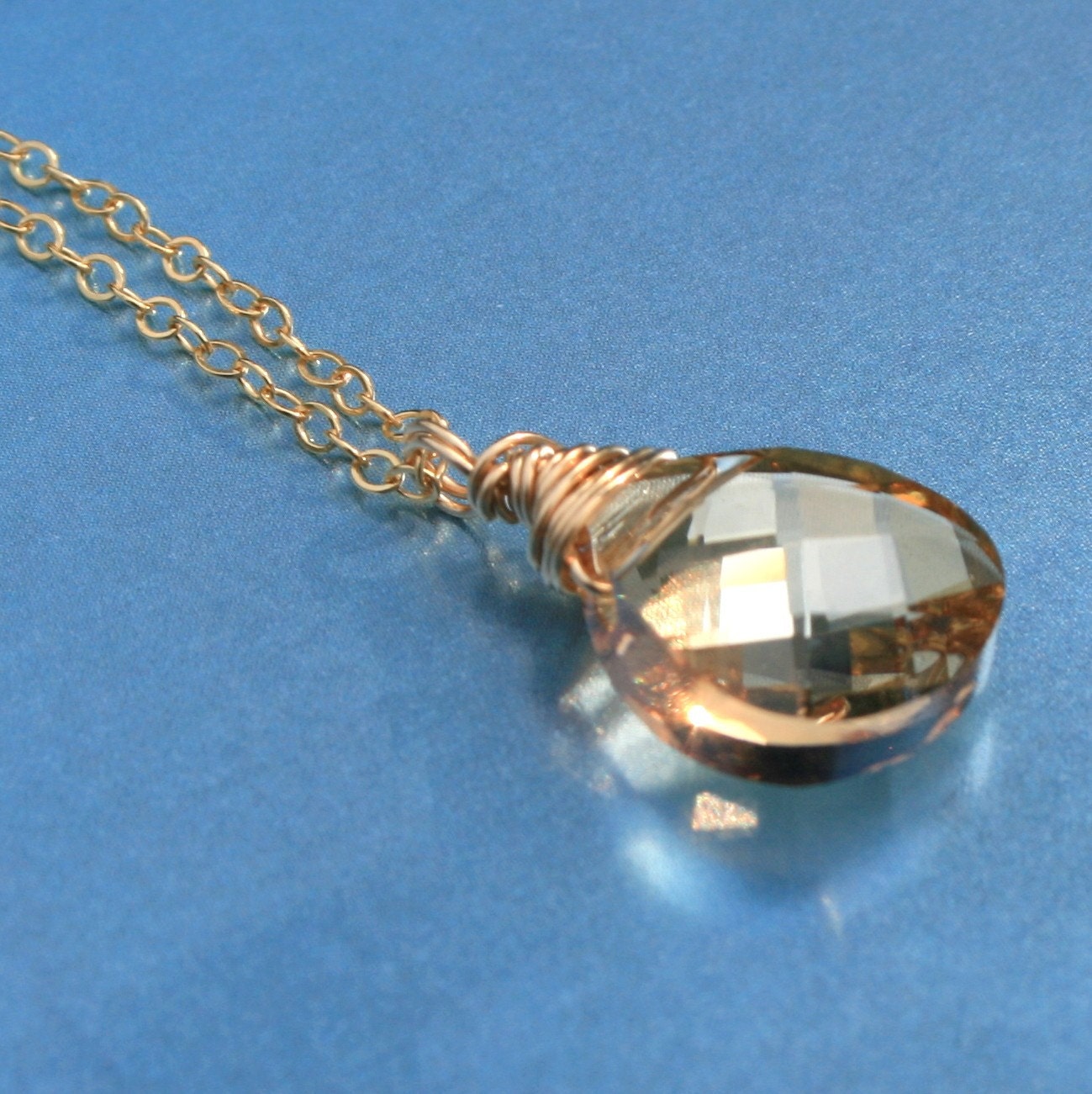 Golden Crystal Pendant Necklace in 14k Gold Fill by Maggie McMane Designs