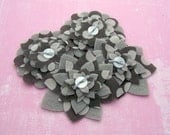 Charcoal Dots - Fabric and Felt Flower Embellishments