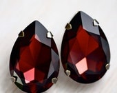 Ultimate Glam Extra LARGE Burgundy Wine Swarovski Crystal Earrings - Bridal - Weddings - Special Event