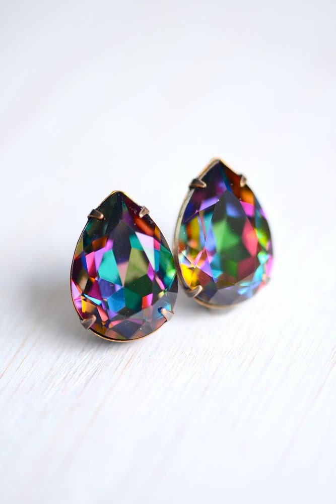 Electra Crystal Stud Earrings - Sterling Silver