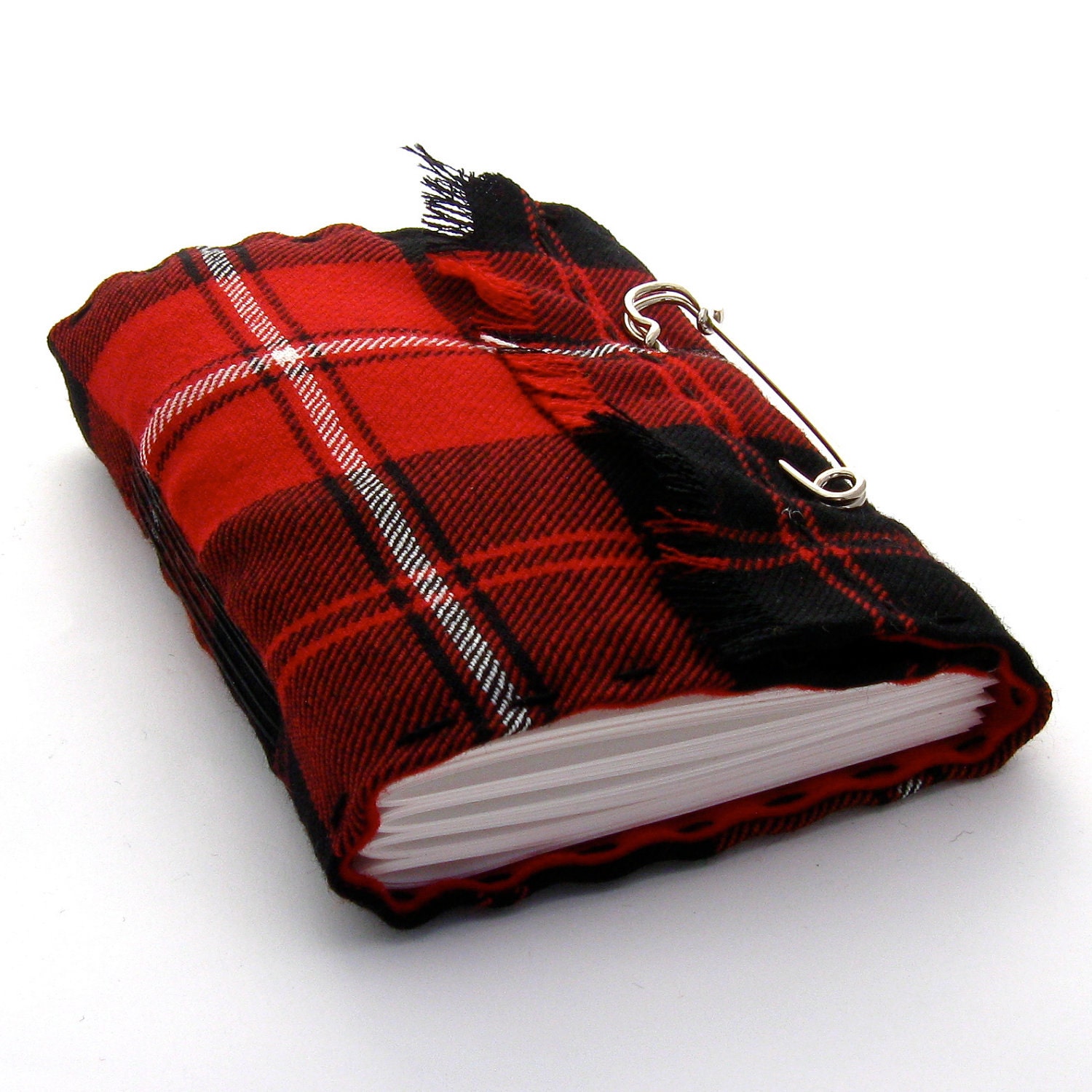 Scottish Tartan Kilt Journal and Sketchbook in Red, Black, and White Plaid