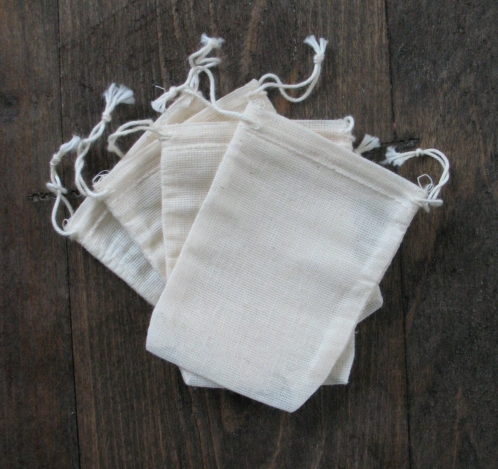 3.25x5 Double Drawstring Cotton Muslin Bags 250 count