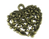 6 Antique Gold Flower Heart Charm Jewelry Finding 18