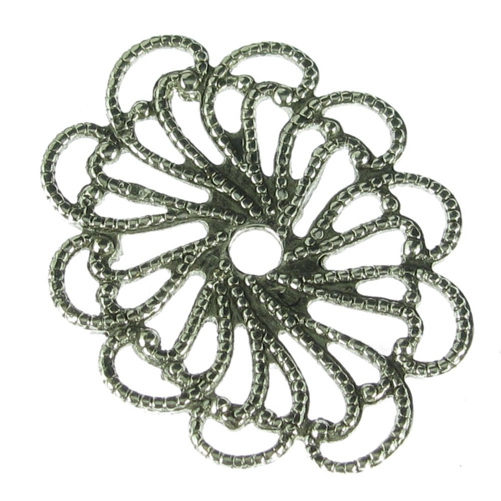 6 Antique Silver Oval Filigree Jewelry Findings 380