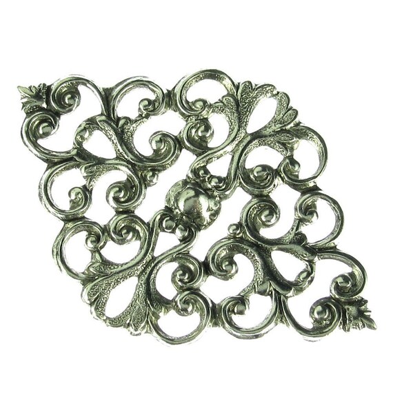 6 Antique Silver Victorian Filigree Jewelry Finding 427