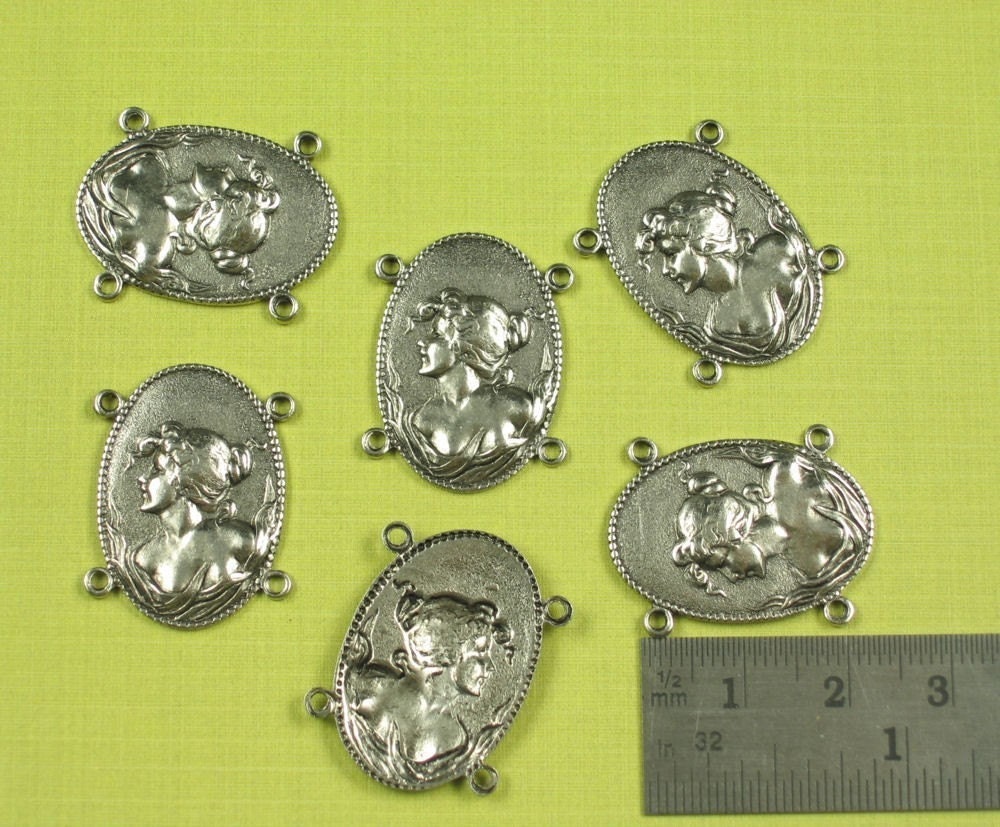 6 New Antiqued Silver 4 Ring Women Art Nouveau Jewelry Finding 564