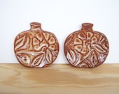 Ceramic Pumpkin Trinket Dishes in Shino Glaze - Set of 2