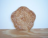 Stamped Textured Trinket Plate in Speckled Tan Glaze