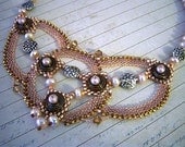 Mocha Disc and Pearls Beadweaving Necklace