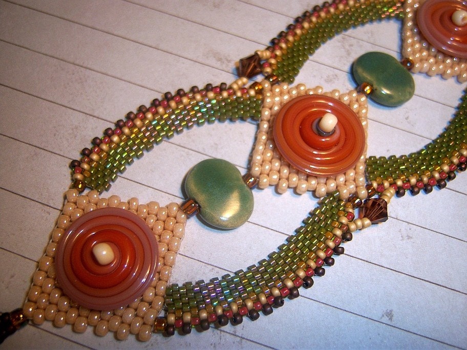 Autumn Disc Beadweaving Bracelet