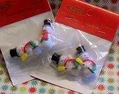SALE Buy 3 Get 1 FREE / Set of 4 Vintage Little Craft Snowmen Snowman Christmas Terrarium Cake Toppers Ornaments Dioramas