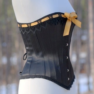 Black Overbust Corset, Erotic Lingerie, Tightlacing
