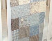 Modern Patchwork Baby Blanket (Blue Boy)  Infant Crib Blanket with Puttin on the Ritz by Bunny Hill for Moda - Flannel Back