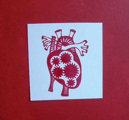 steampunk style heart clear polymer rubber stamp