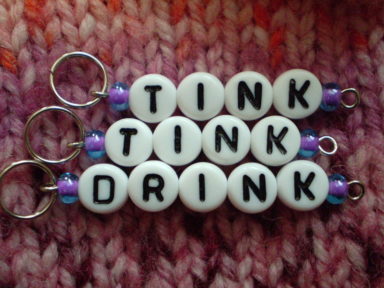 Tink, Tink, Drink Stitch Markers - handmade stitchmarkers available in lots of colors and sizes