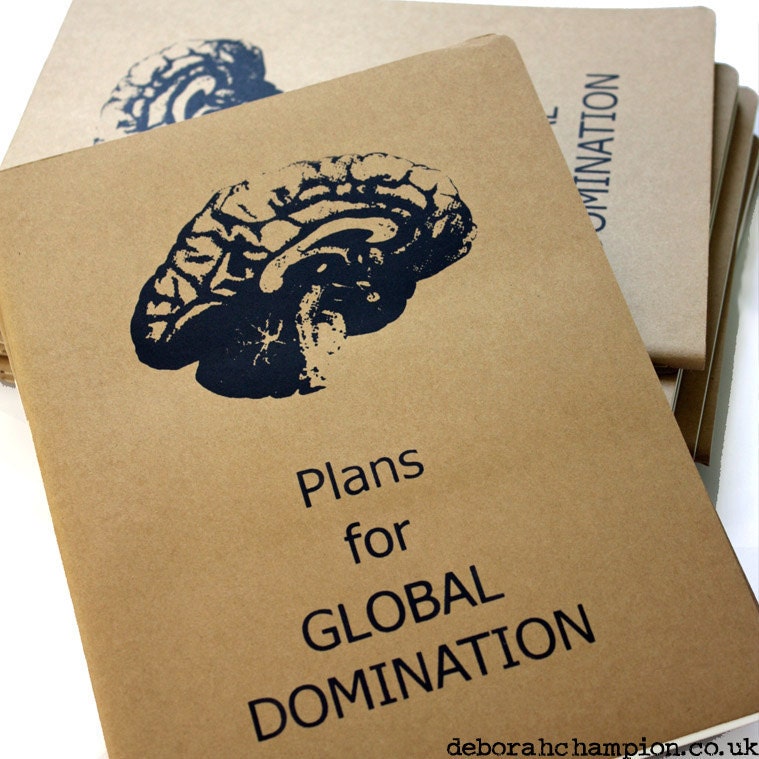 Plans for global domination extra large screen printed moleskine cahier