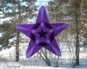Purple Origami Suncatcher in a Double Star Pattern