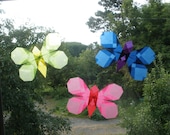 Trio of Butterflies in Blue Pink and Green - Waldorf Sun Catchers like Translucent Window Stars