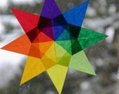 Waldorf Rainbow Window Star - Decor for Waldorf Montessori ECFE Daycare Homeschool Classrooms - Art Education - Color Wheel - Birthday Wedding Anniversary or Christmas Gift - Naturalkids Team - Ecofriendly Natural Suncatcher