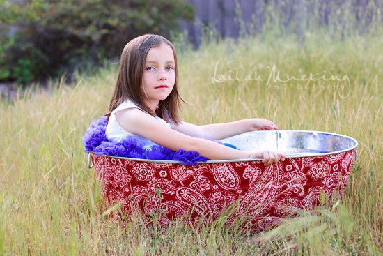 Jumbo Oblong Galvanized Wash Tub Childrens Photo Prop - You Choose The Print