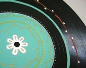 Original - Aqua Spring Blossoms Painted Vinyl Record