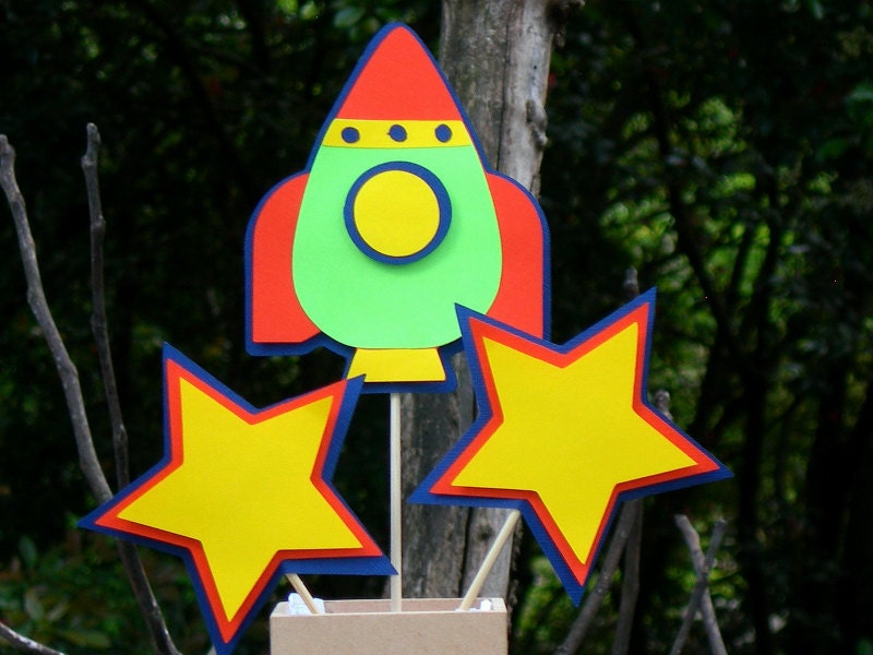 Rocket and Stars Outerspace Table Decorations MADE TO ORDER Customizable