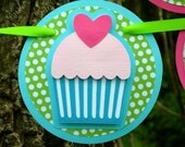 Cupcake Paper Birthday Banner MADE TO ORDER
